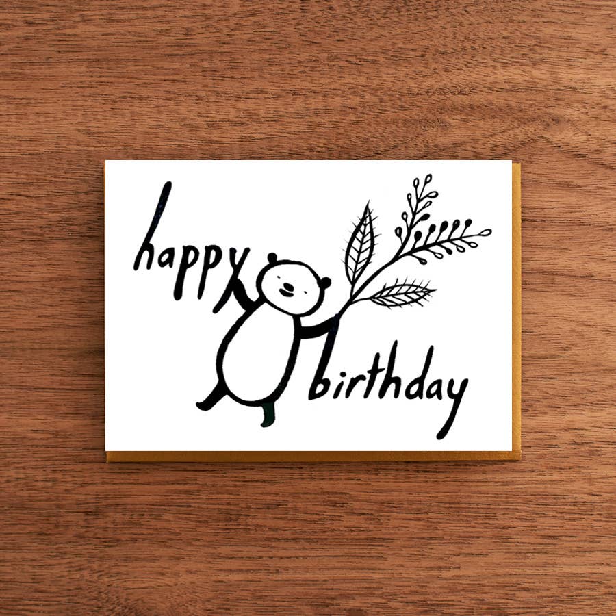 Letterpress Birthday Card: Bear and Plant