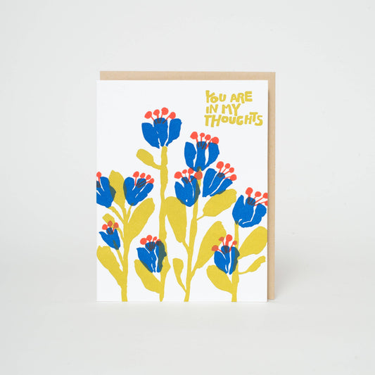 Sympathy In My Thoughts Flowers Letterpress Greeting Card by Egg Press