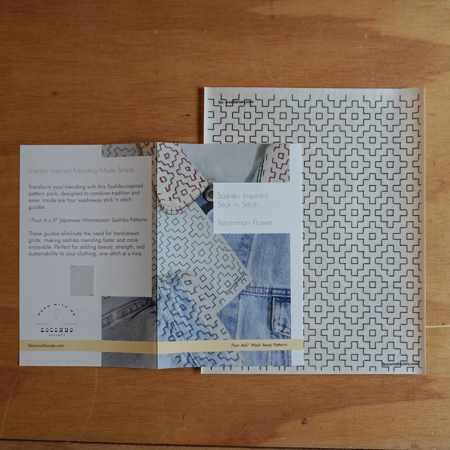Sashiko Inspired Mending Stick and Stitch Starter Pack