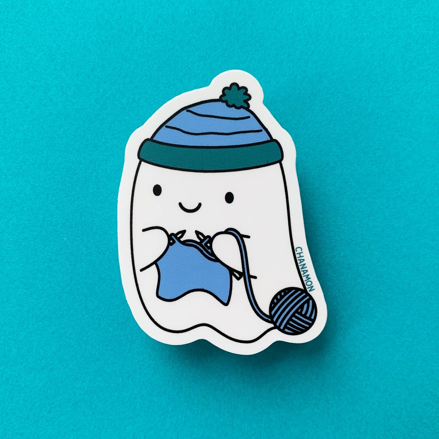 Knitting Ghost Sticker