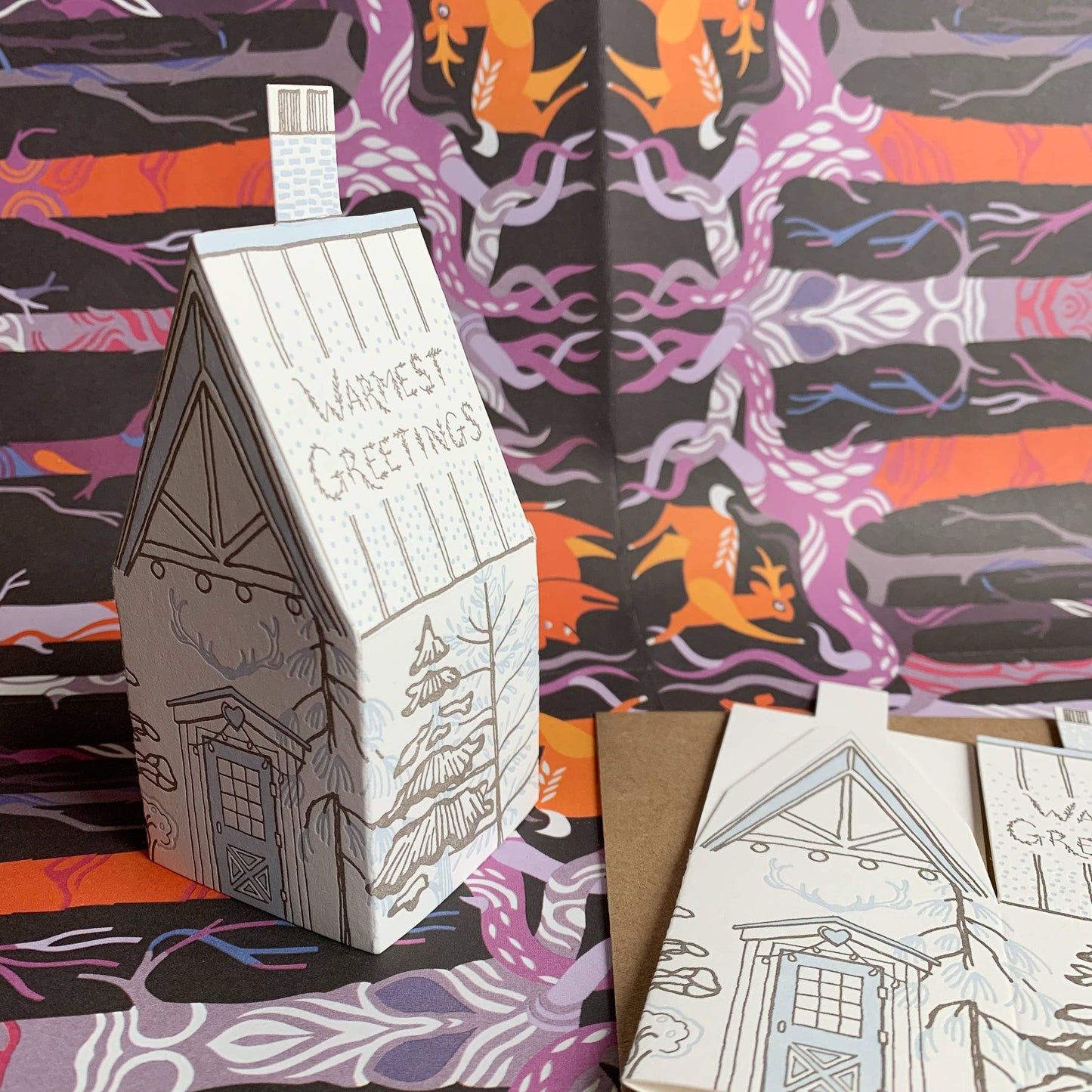 3D Warmest Greetings house holiday card
