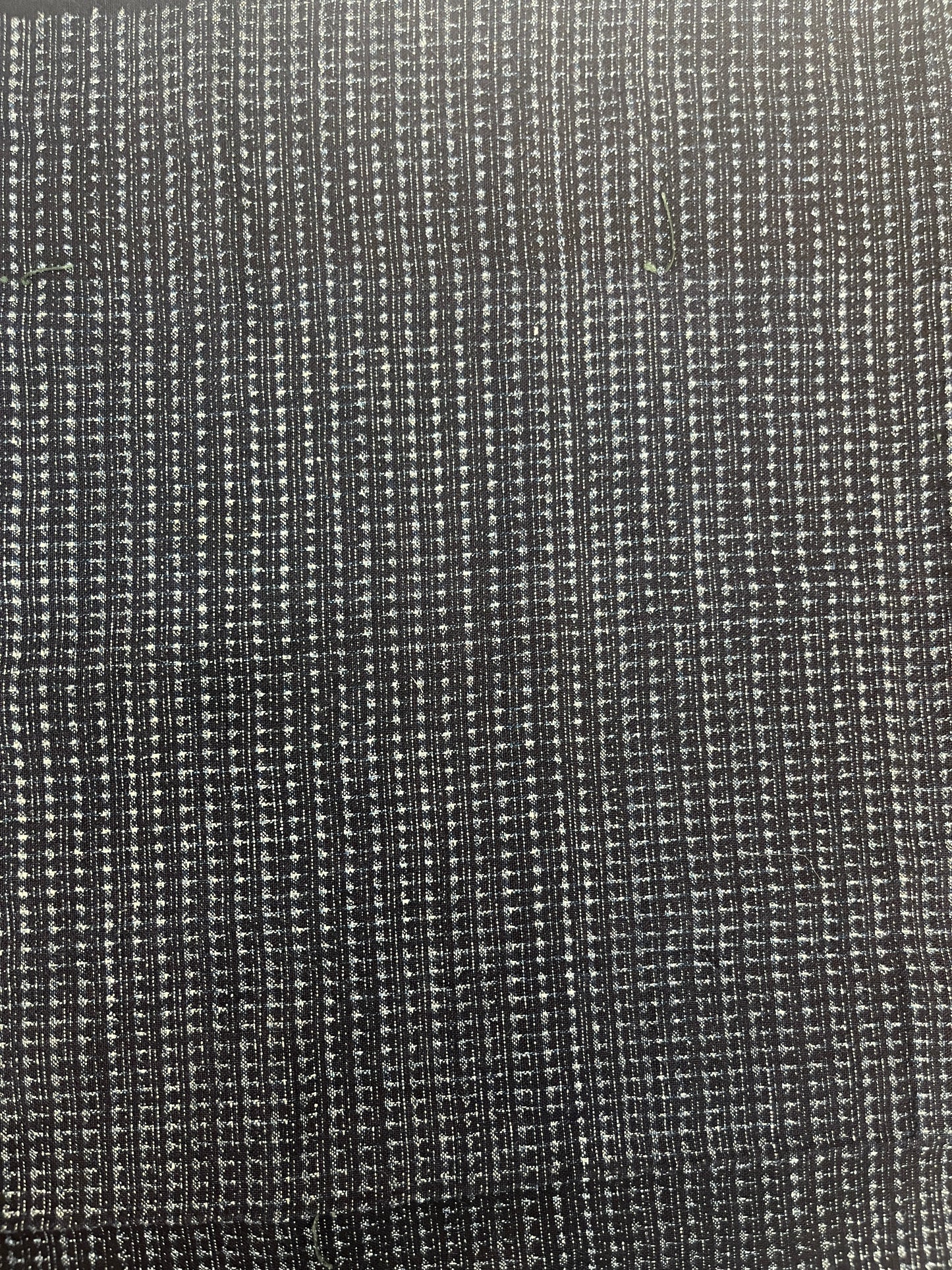 Vintage Kasuri Fabric Small White Dots and Line Pattern on Navy