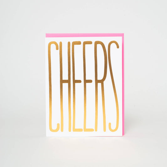 Gold Cheers Letterpress Greeting Card by Ashkahn