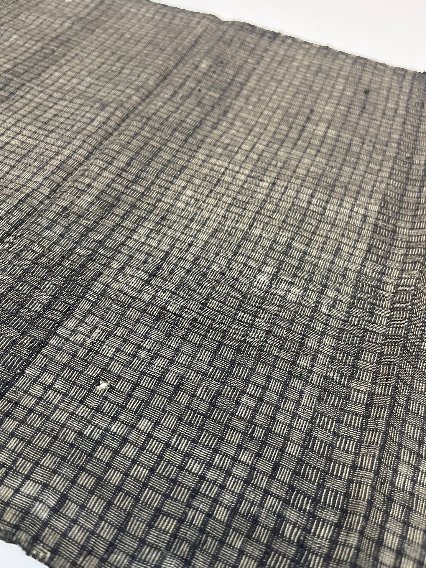 Vintage Silk Black and Brown Basketweave Pattern - Large Piece #2