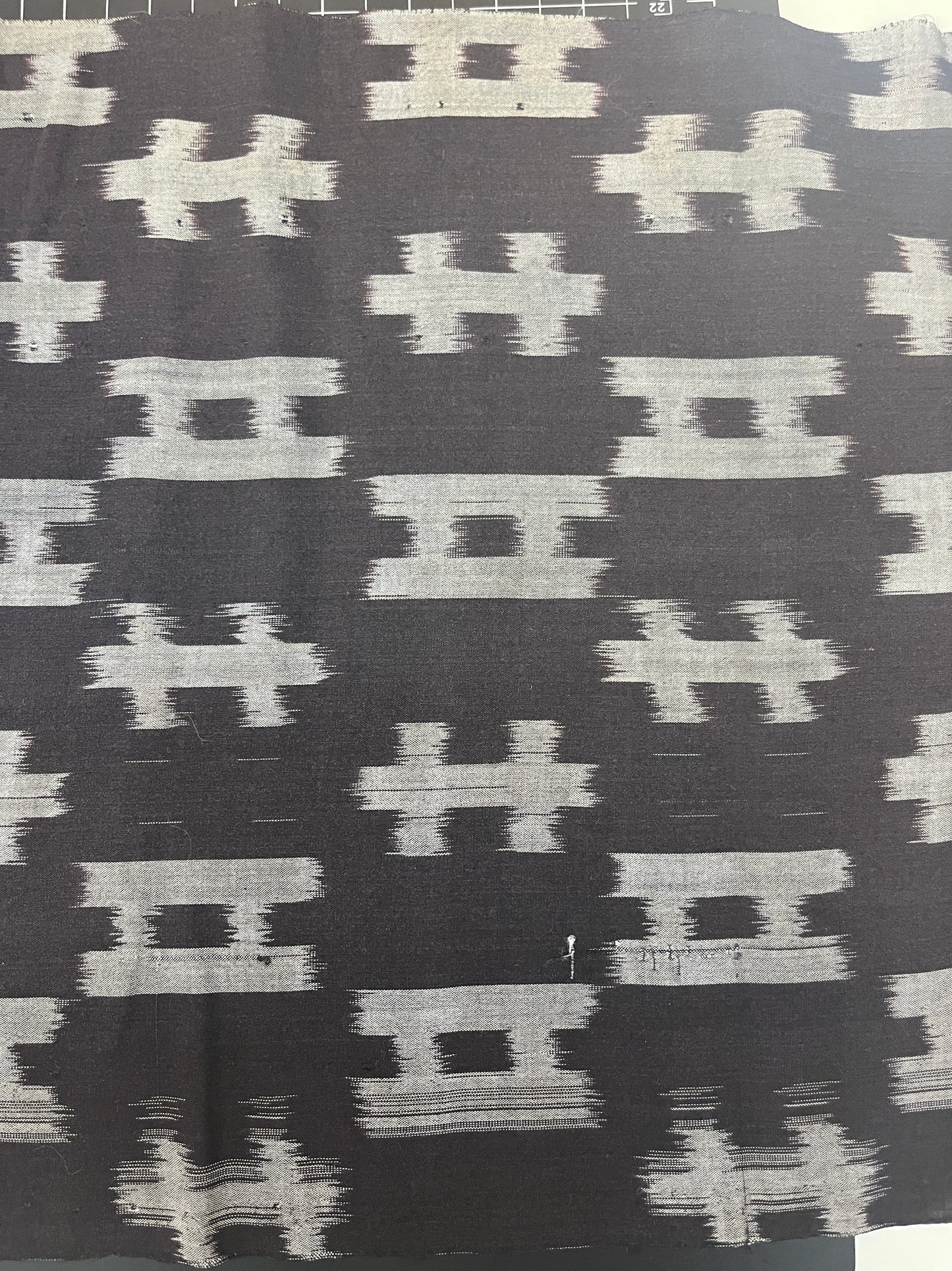Vintage Kasuri Black Fabric Medium Pattern #2