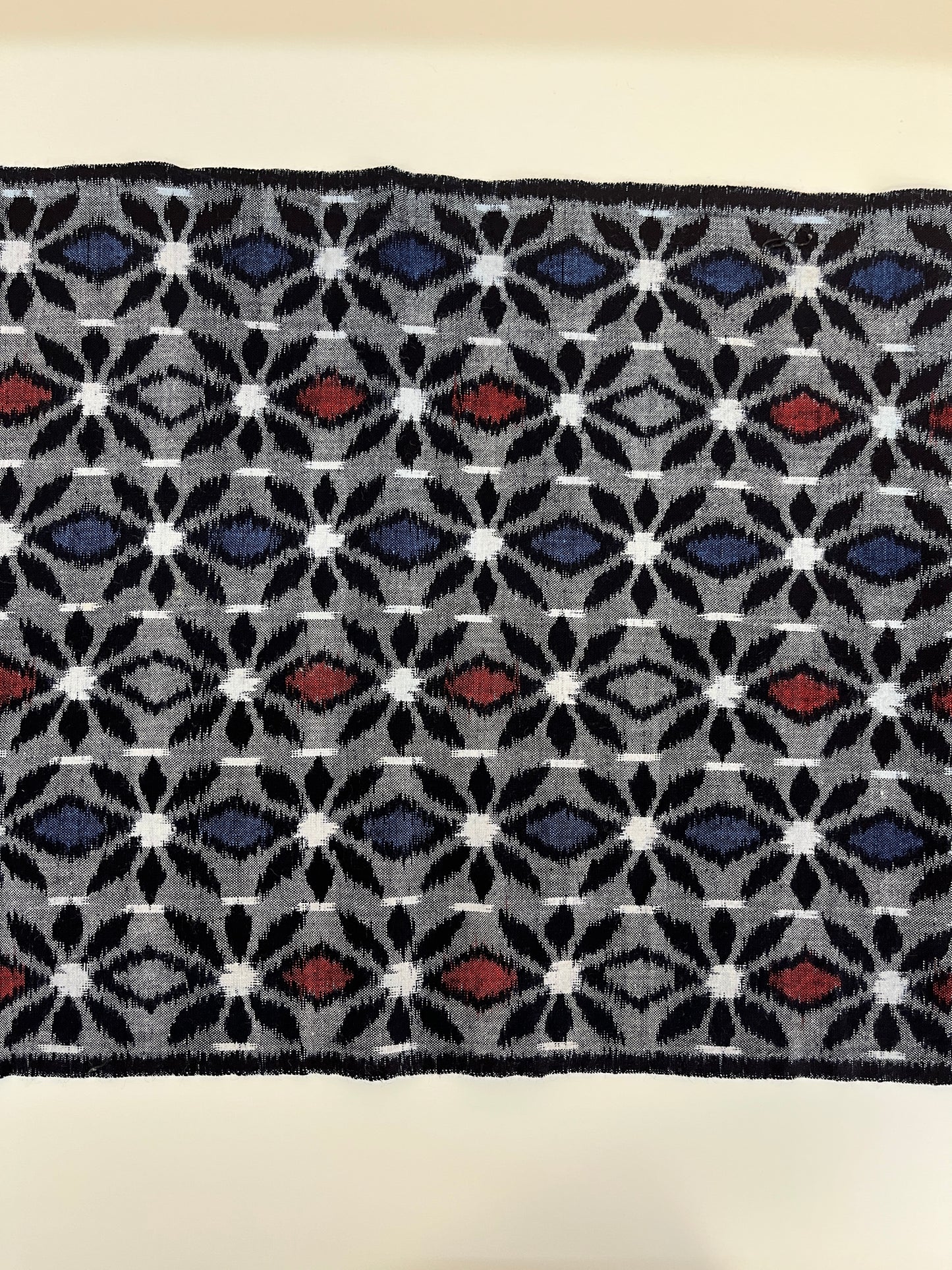 Vintage Kasuri Blue and Red Floral Pattern