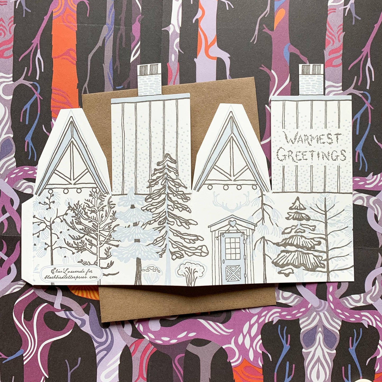 3D Warmest Greetings house holiday card