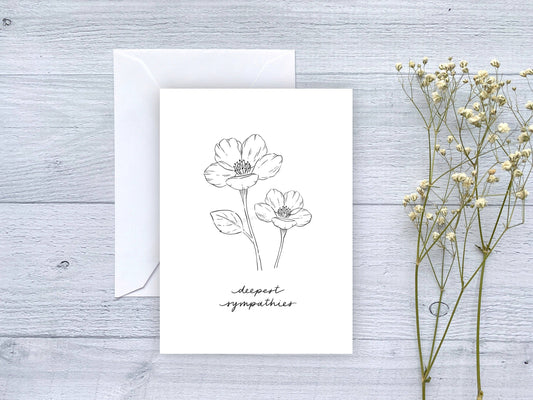 Minimalist Floral Deepest Sympathies Greeting Card
