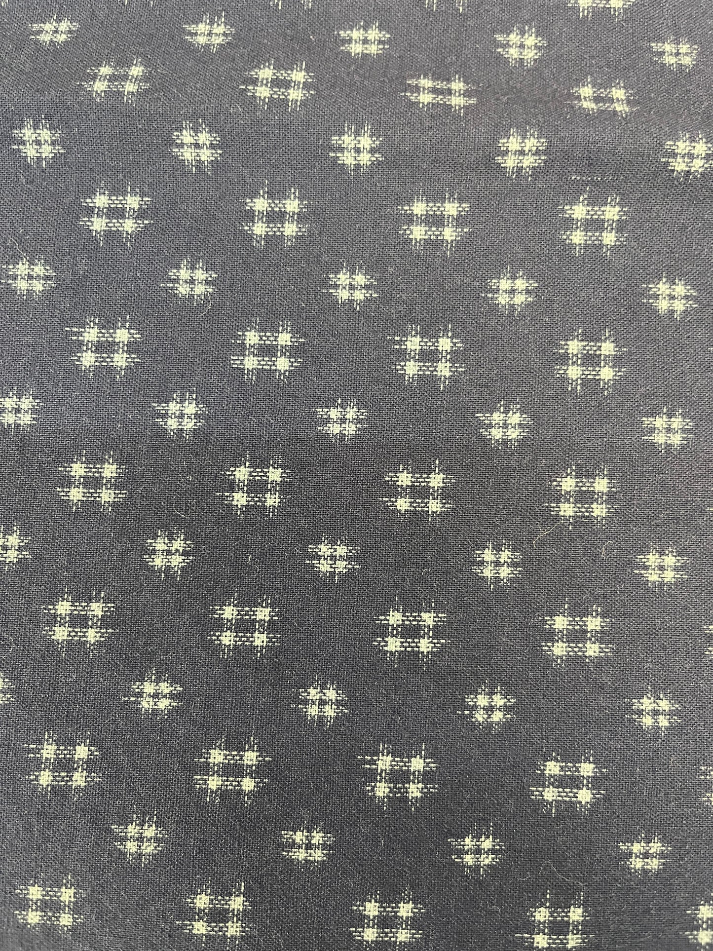 Navy Cotton Fabric with Grid Print