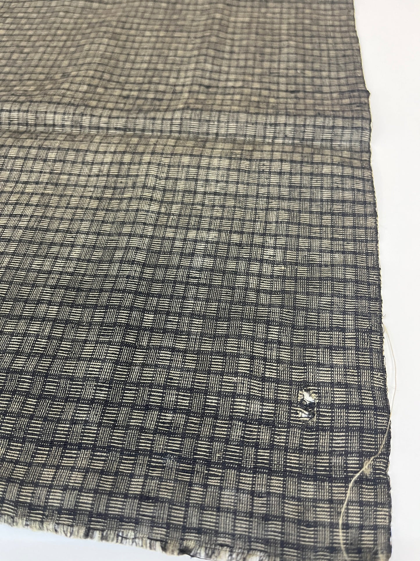 Vintage Silk Black and Brown Basketweave Pattern - Large Piece #2