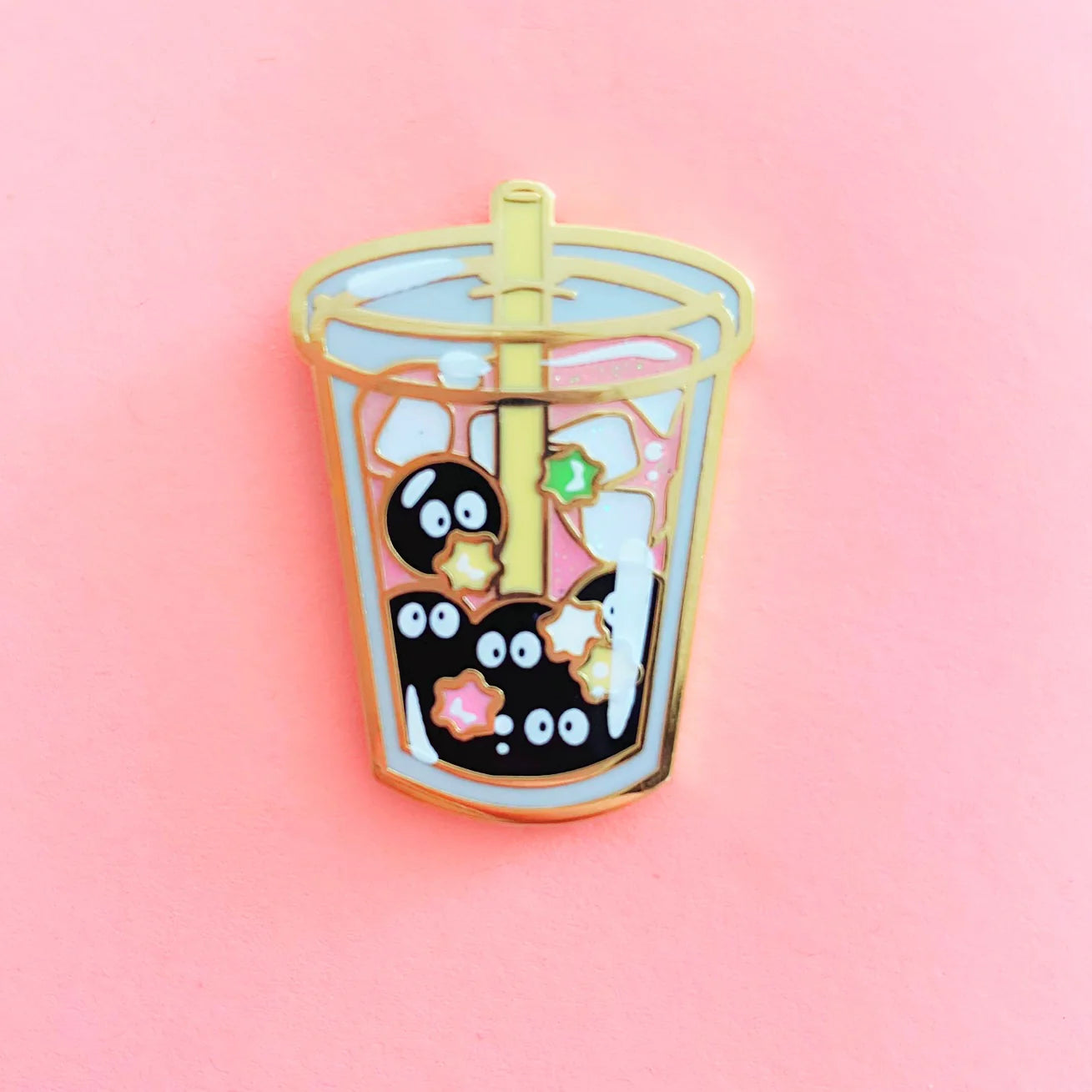 Soot Boba Drink Enamel Pin
