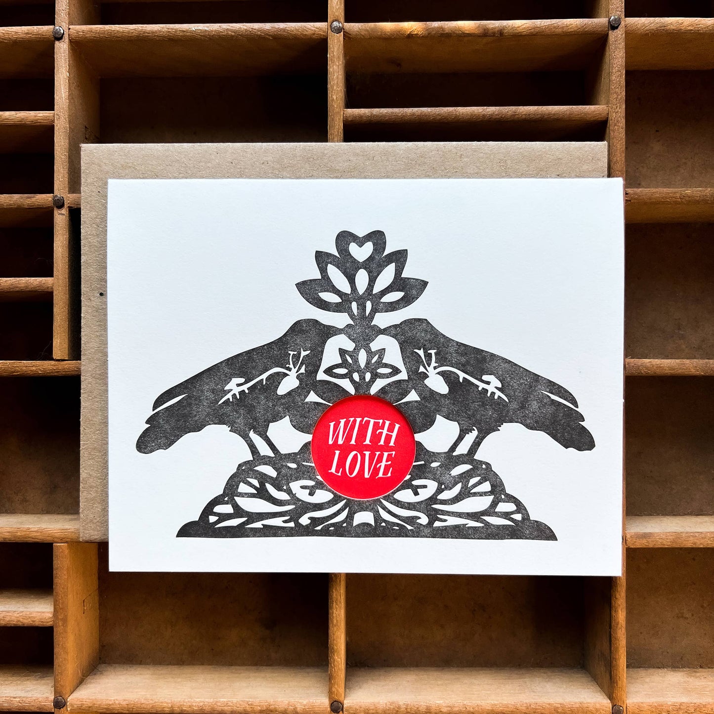 Lovebirds with love card
