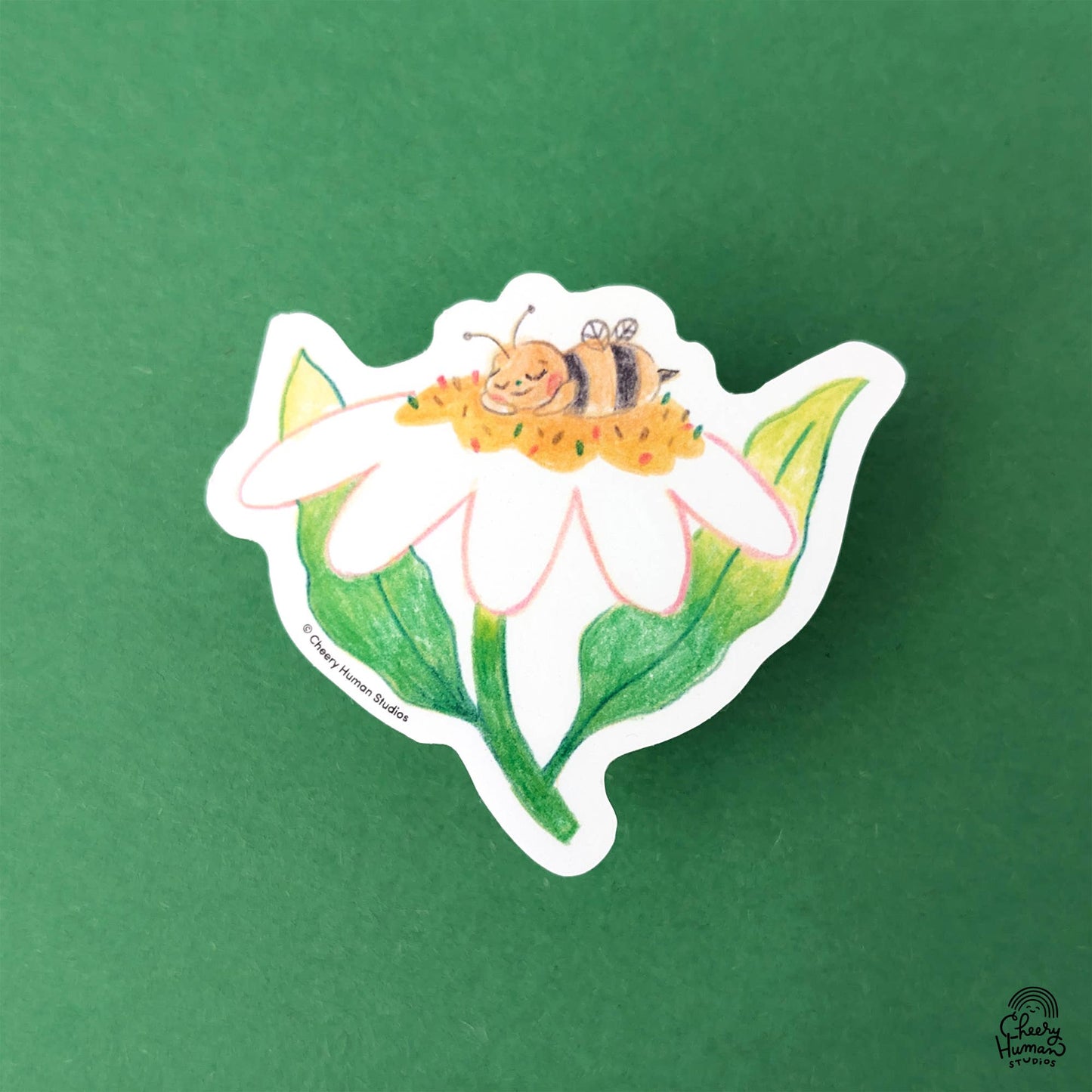 Sleepy Bee - Handmade Vinyl Sticker