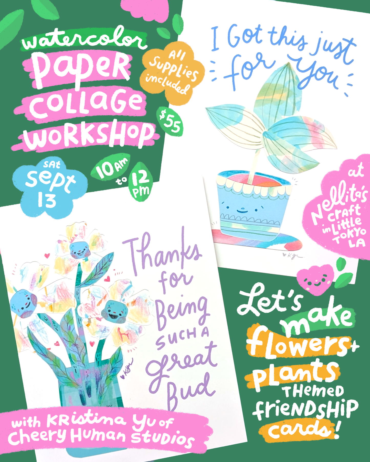 Watercolor Paper Collage - Friendship Cards 9/13
