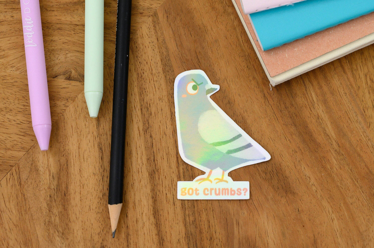 Got Crumbs? - Vinyl Sticker of Sketchy Pigeon
