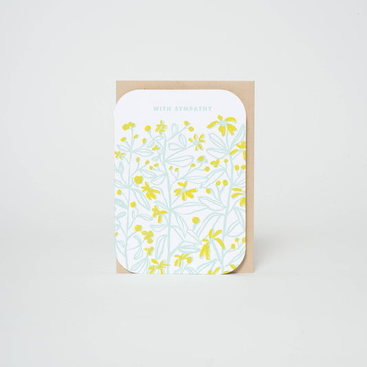Viney Floral Sympathy Mini Letterpress Greeting Card by Egg Press