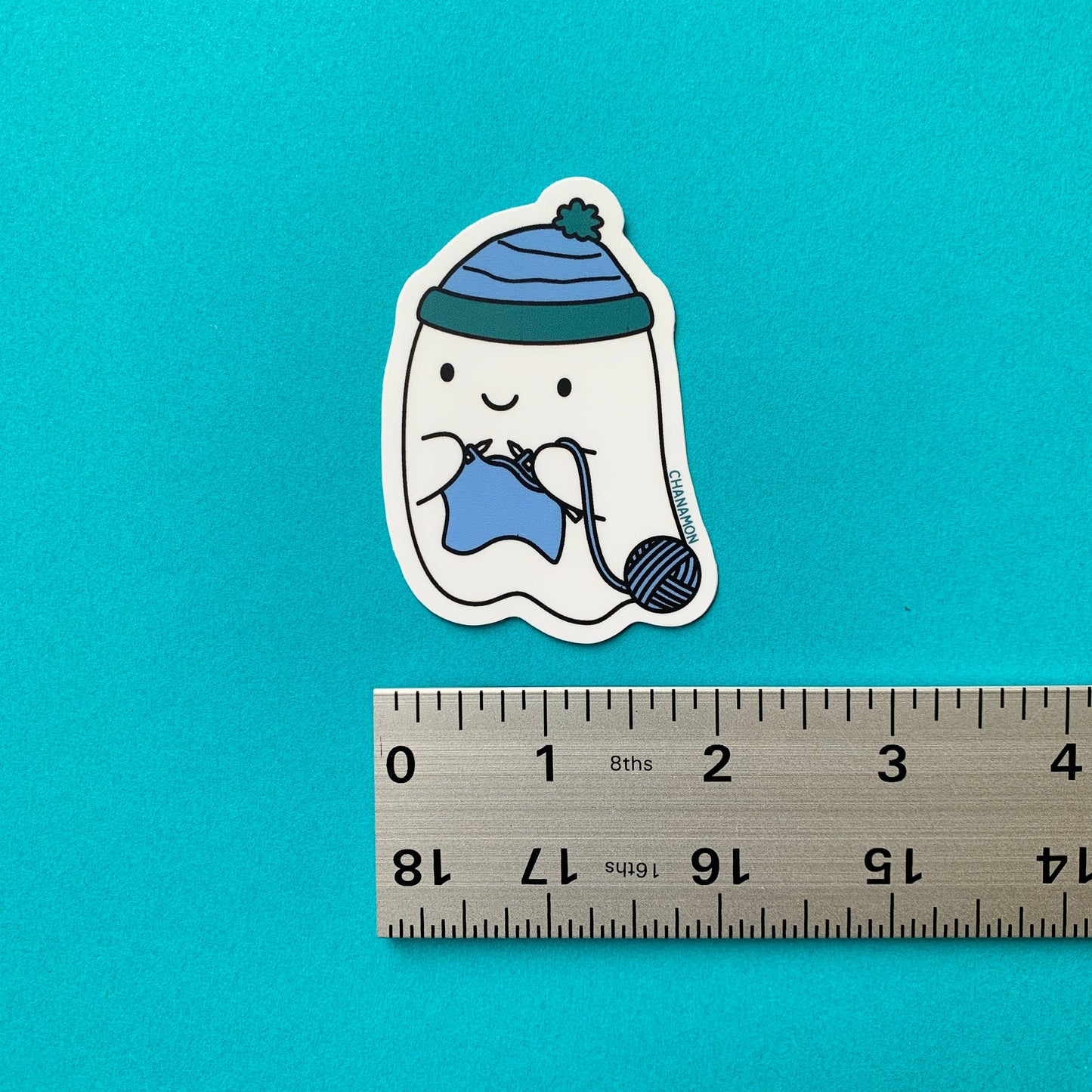 Knitting Ghost Sticker