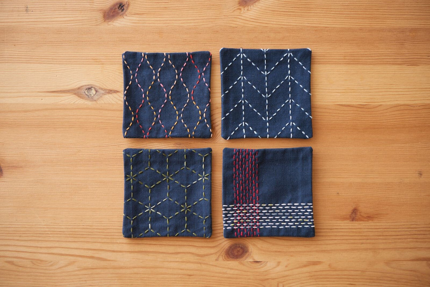 Sashiko Pattern Coaster (4 coasters)