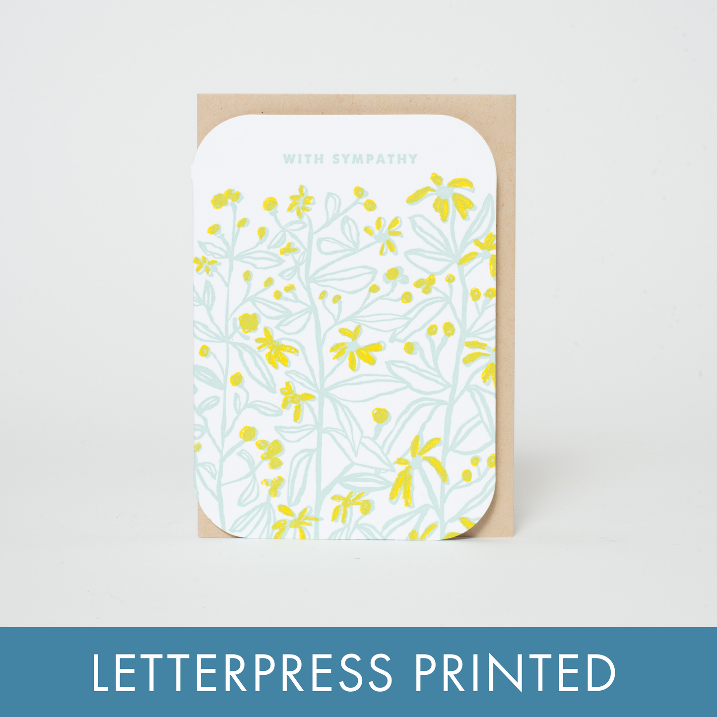 Viney Floral Sympathy Mini Letterpress Greeting Card by Egg Press