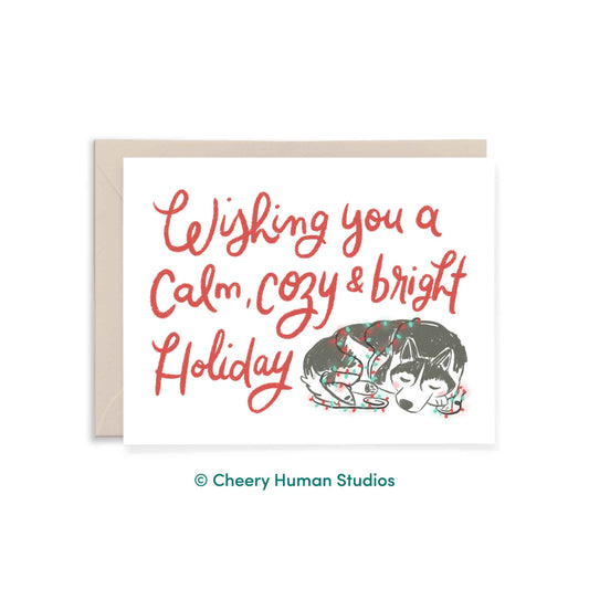 Cozy Husky Holiday | Dog Christmas | Holiday Greeting Card