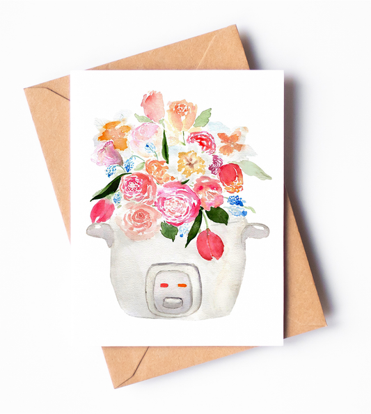 Rice Cooker Florals Greeting Card