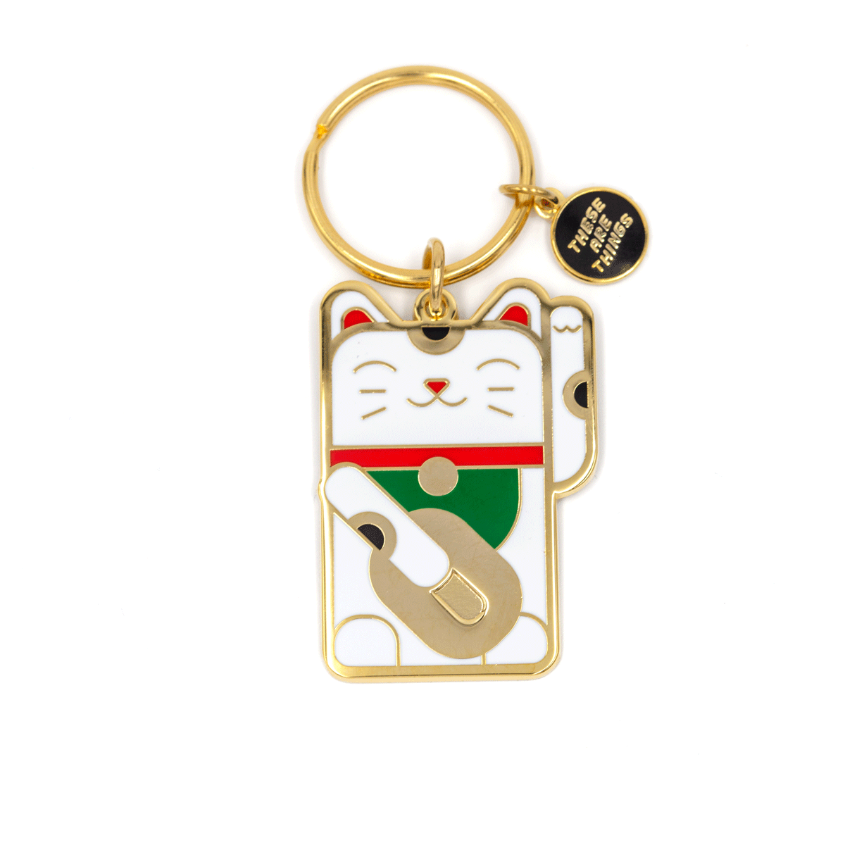 Lucky Cat Enamel Keychain