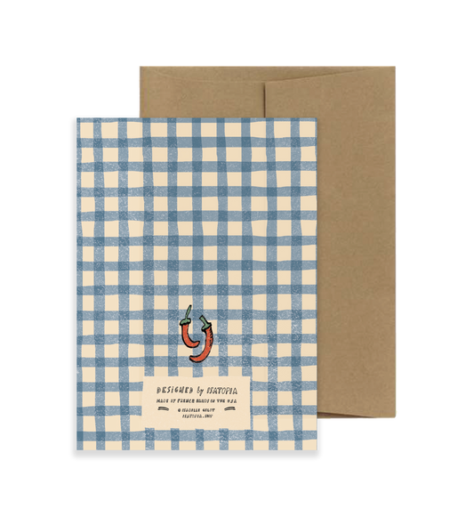 Legumes/Veggie Gingham - A6 Card