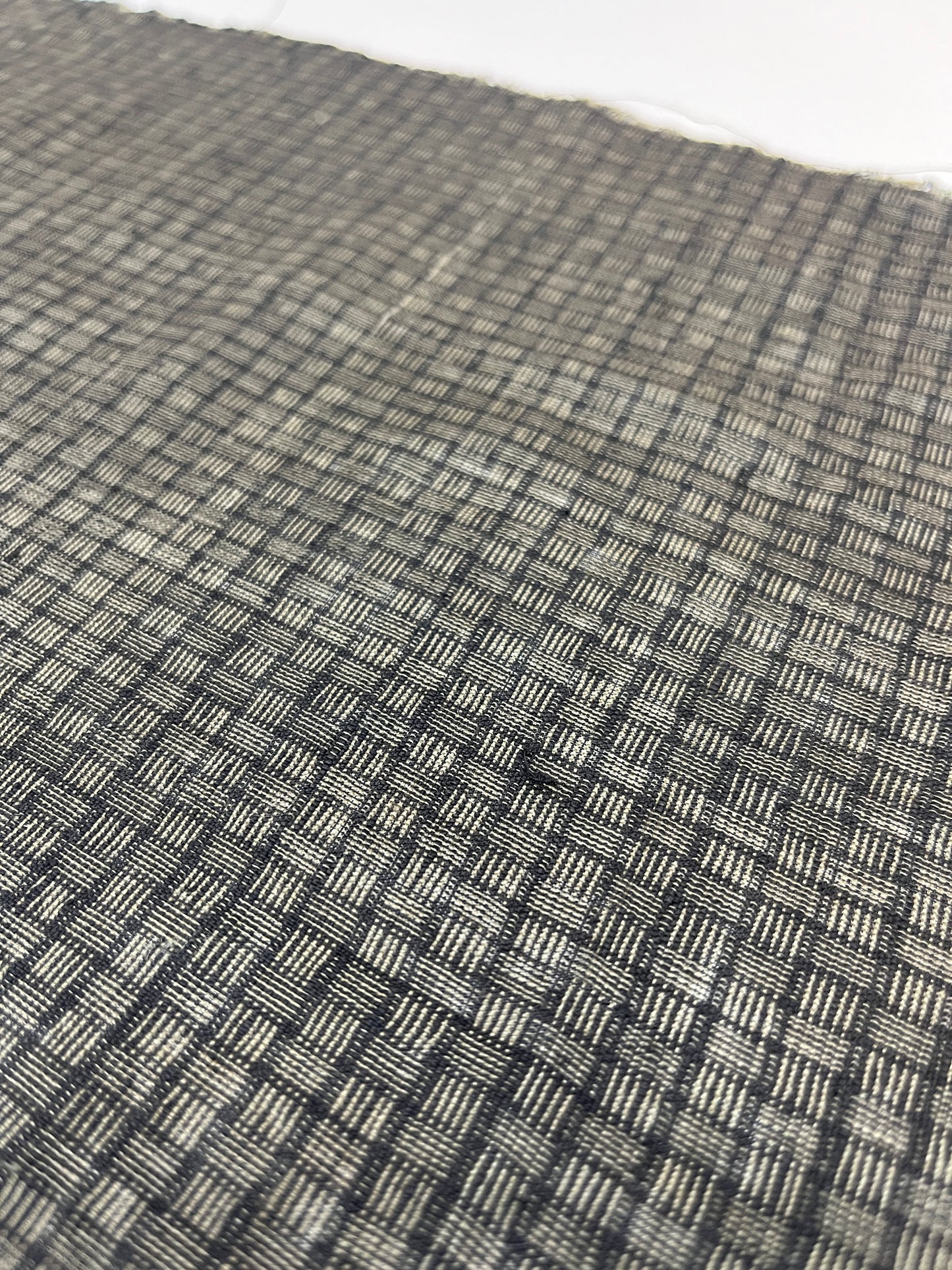 Vintage Silk Black and Brown Basketweave Pattern - Large Piece #1