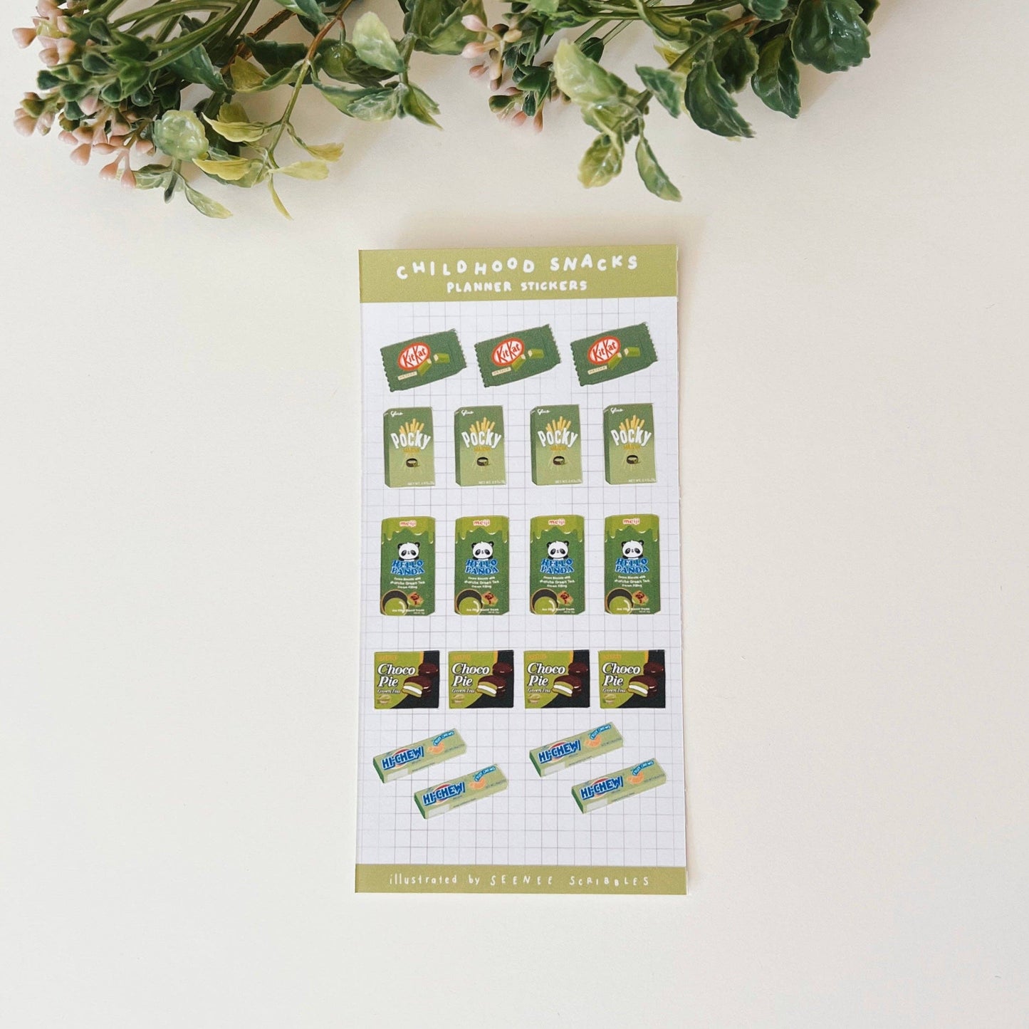 Green Childhood Snacks Sticker Sheet