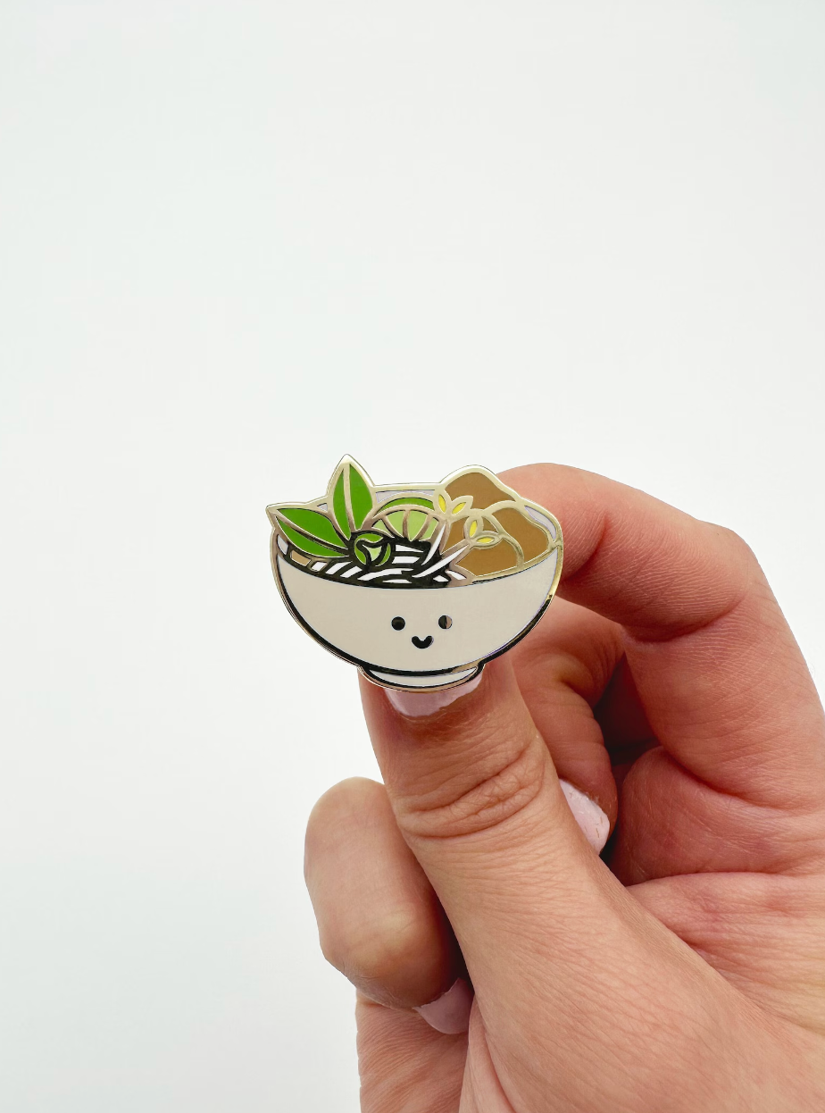 Pho Noodle Enamel Pin (with Tan Bowl)