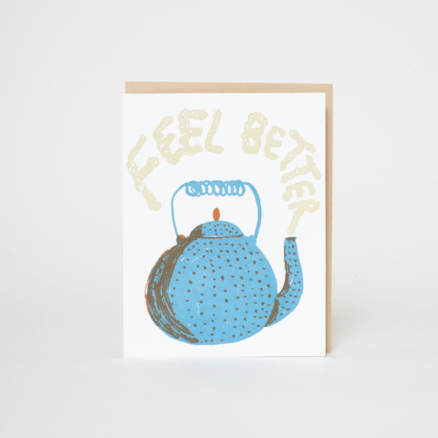Feel Better Teapot Sympathy Letterpress Greeting Card by Egg Press