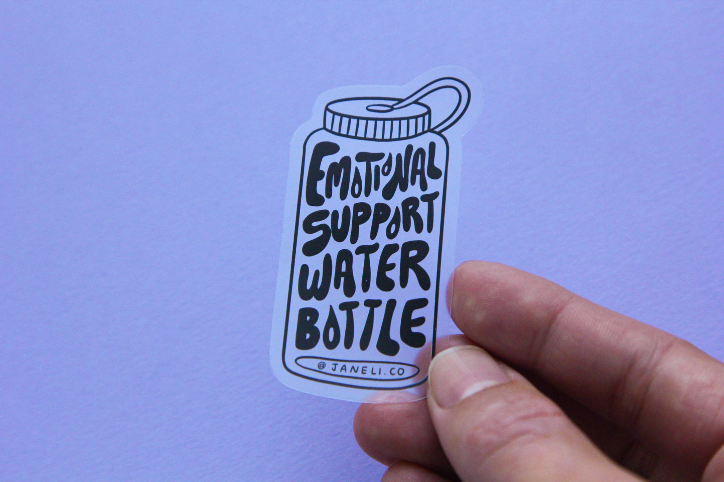 Emotional Support Water Bottle Sticker (Clear)