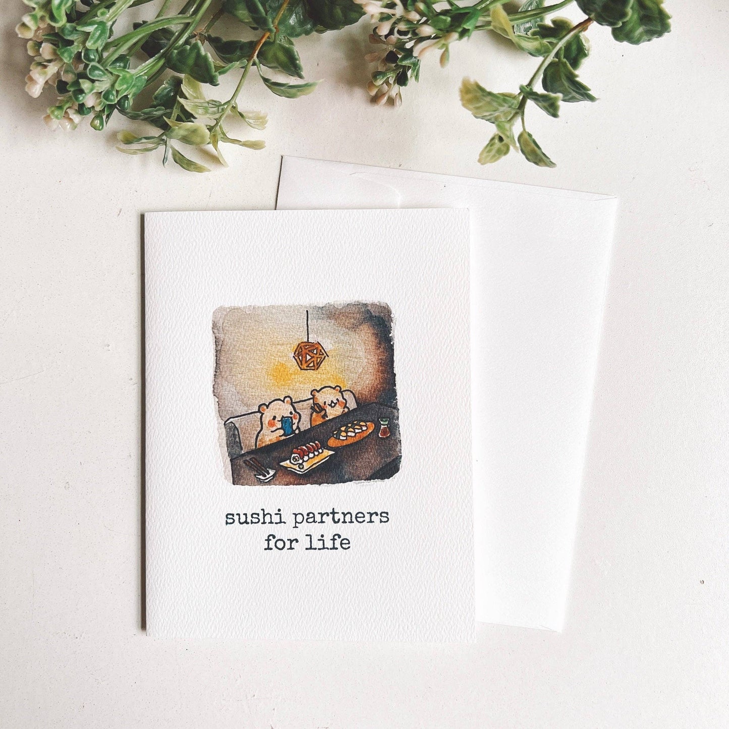 Sushi Partners for Life Watercolor Greeting Card