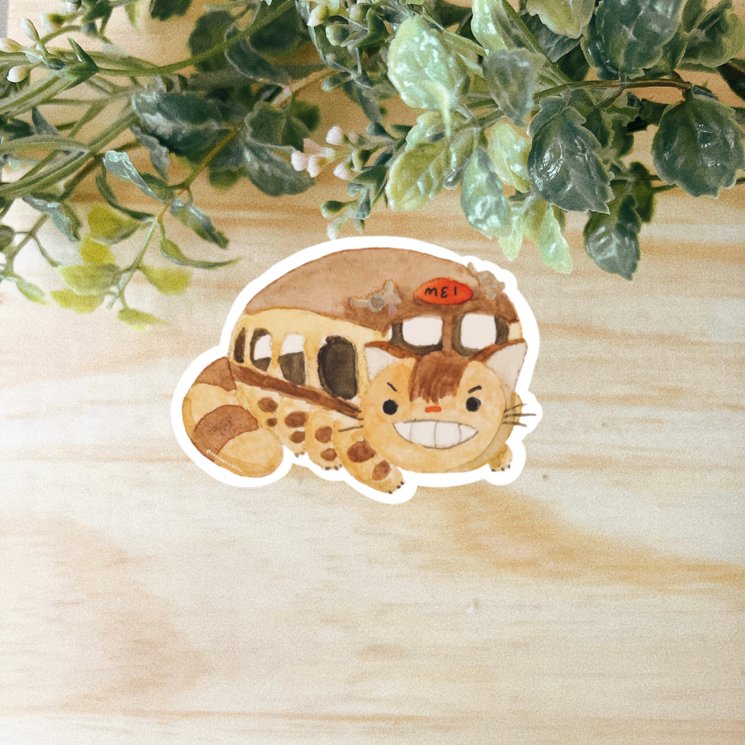 Cat Bus Sticker | Waterproof and Dishwasher Safe