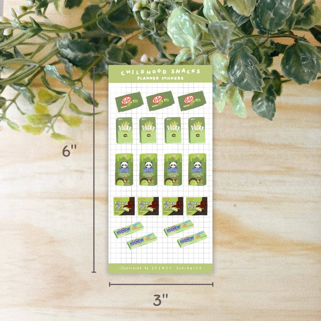 Green Childhood Snacks Sticker Sheet