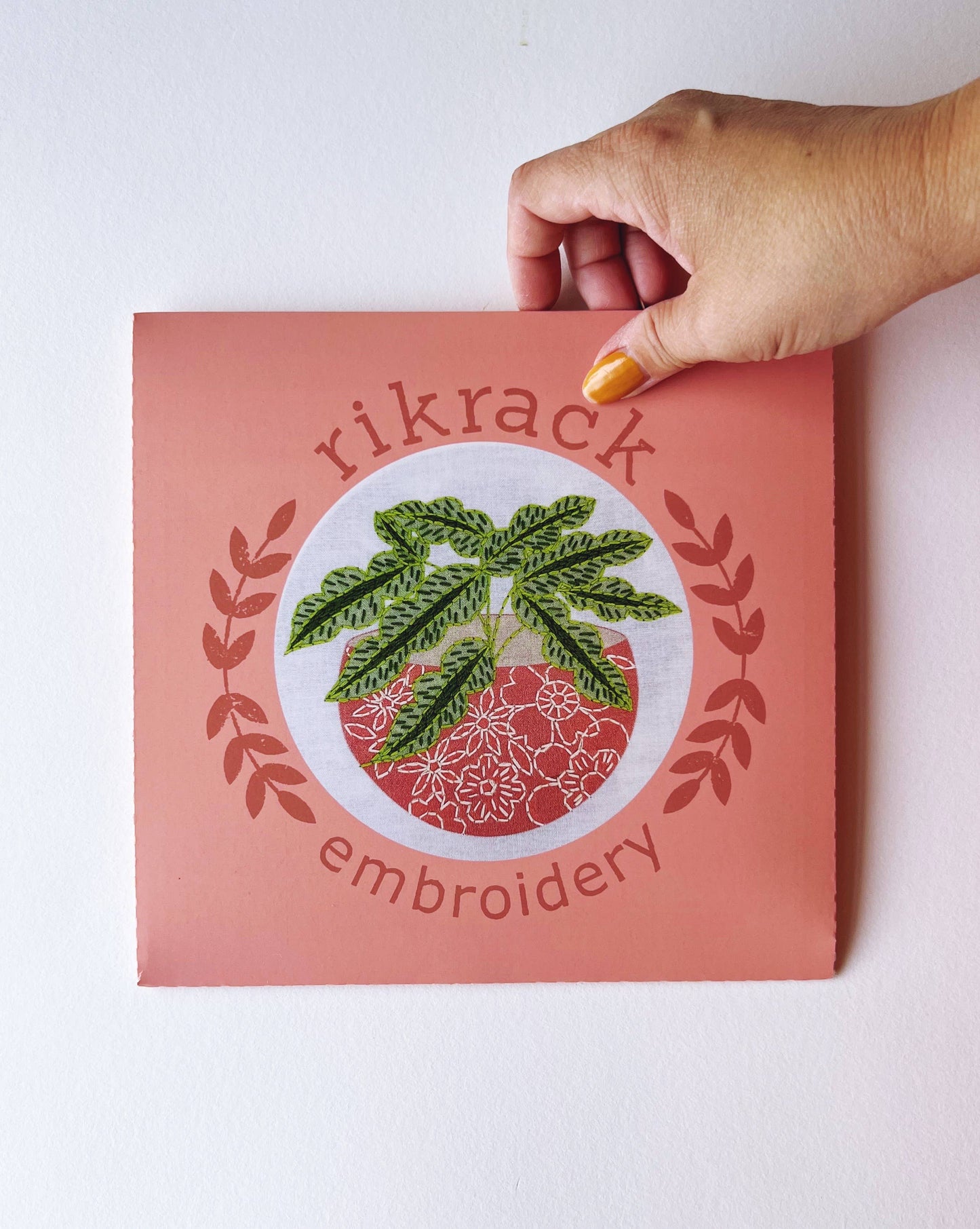 Pink Flower Pot Embroidery Kit