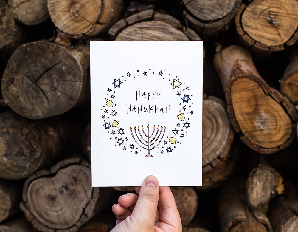 Happy Hanukkah Wreath | Holiday & Hanukkah Card