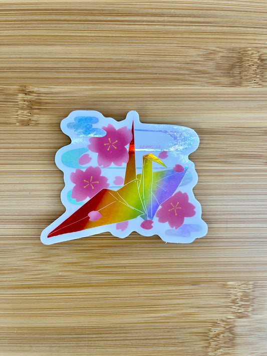 Rainbow Tsuru Sticker