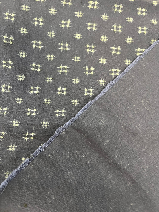 Navy Cotton Fabric with Grid Print