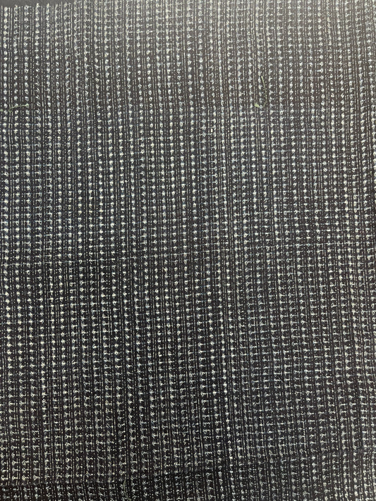 Vintage Kasuri Fabric Small White Dots and Line Pattern on Navy