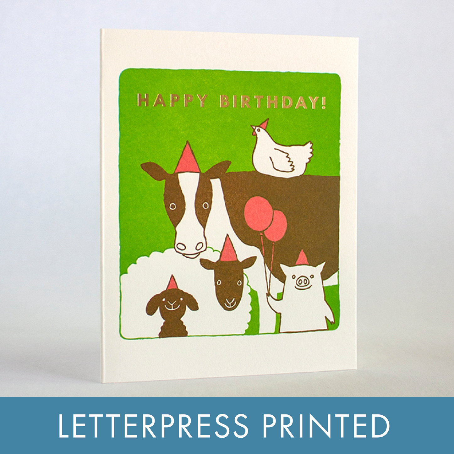 Farm Birthday Letterpress Greeting Card by Fugu Fugu