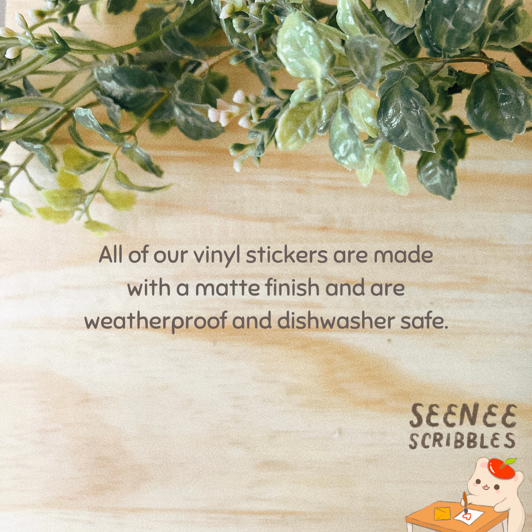 Reading Mushroom Sticker | Waterproof and Dishwasher Safe