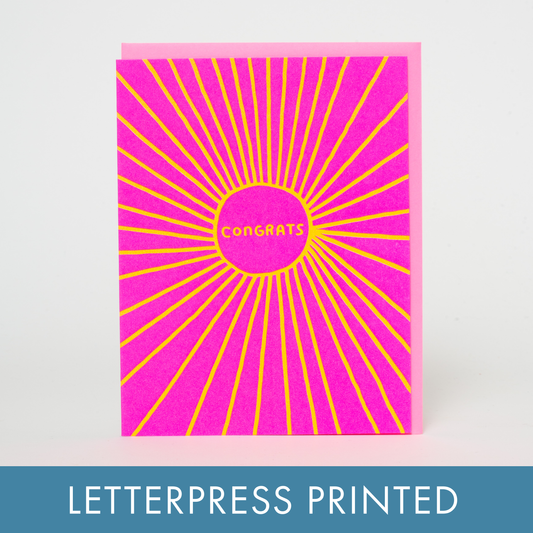 Sunbeam Congratulations Letterpress Greeting Card by Ashkahn