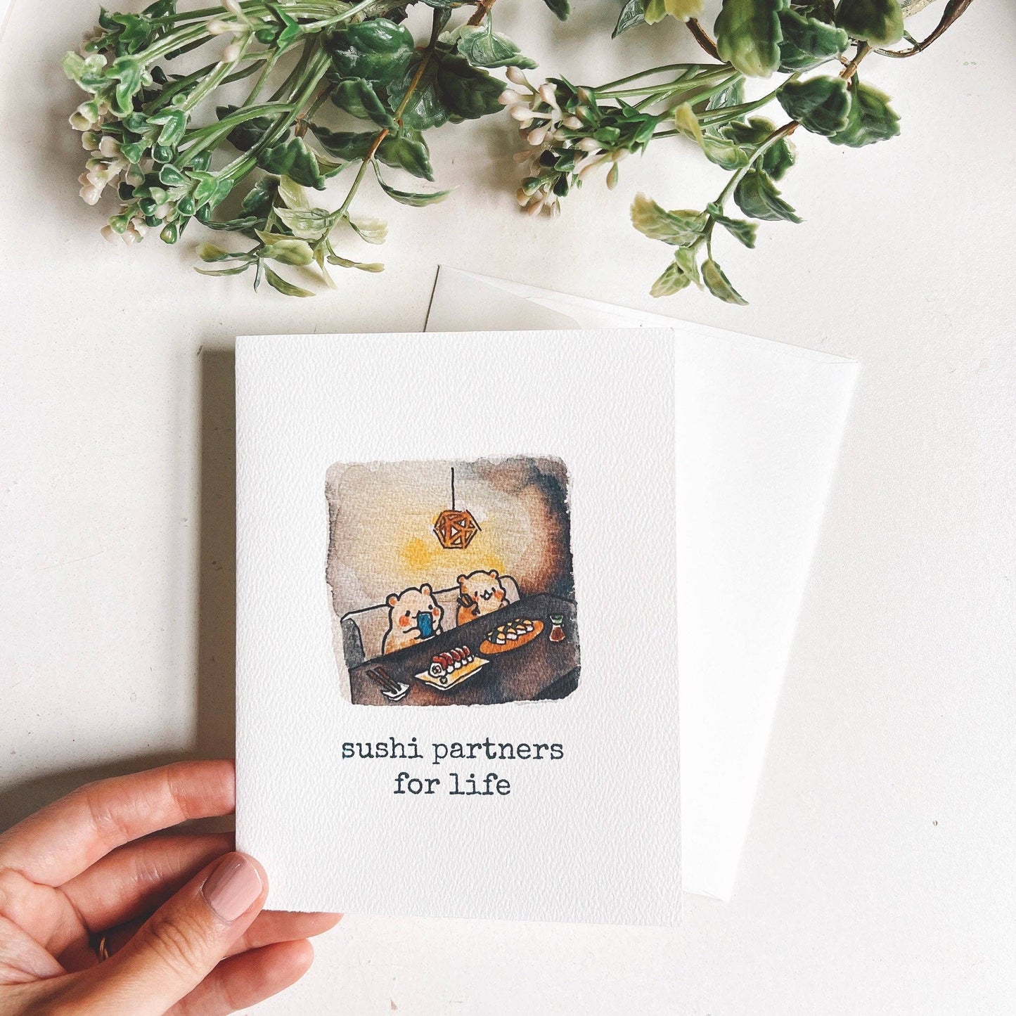 Sushi Partners for Life Watercolor Greeting Card