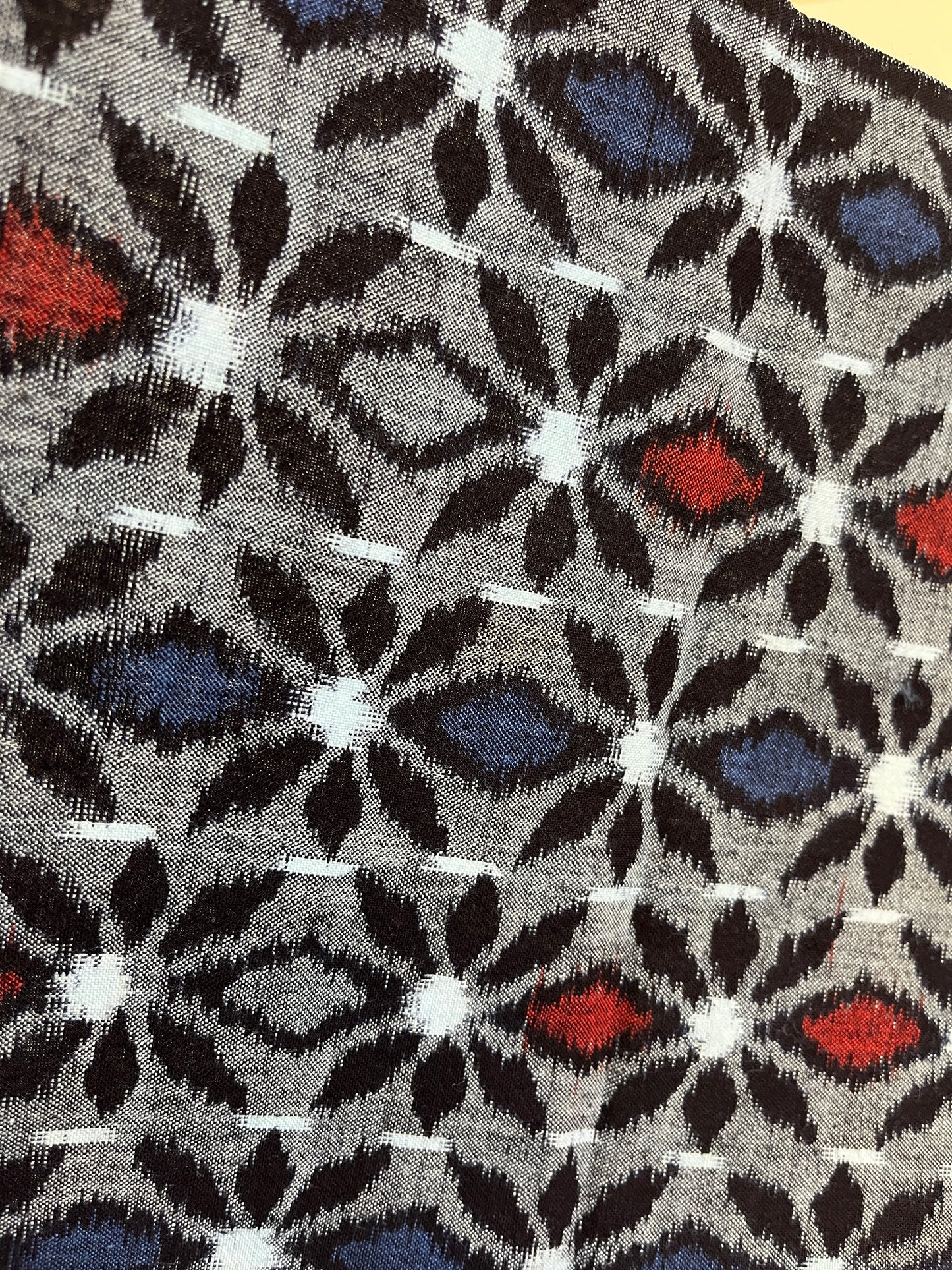 Vintage Kasuri Blue and Red Floral Pattern - Large Piece #2