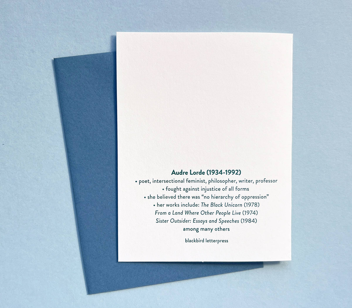 Audre Lorde letterpress card