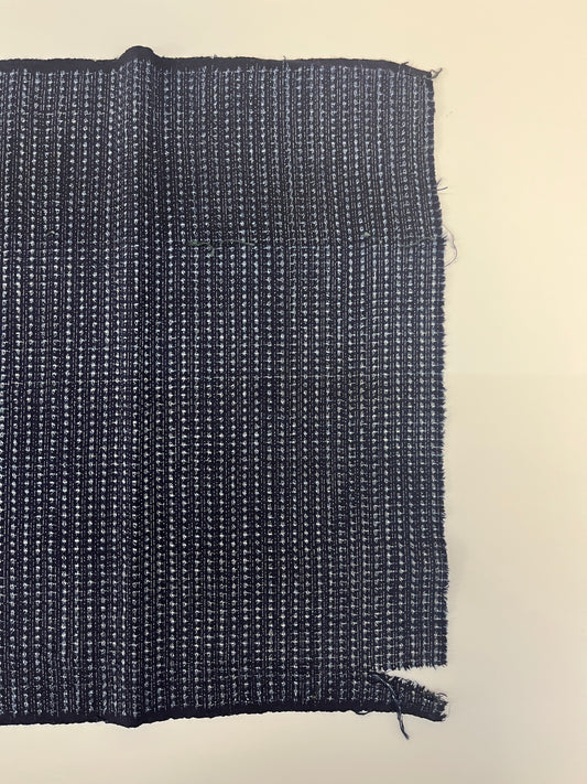 Vintage Kasuri Fabric Small White Dots and Line Pattern on Navy