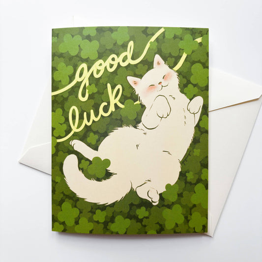 Good Luck Cat A2 Greeting Card