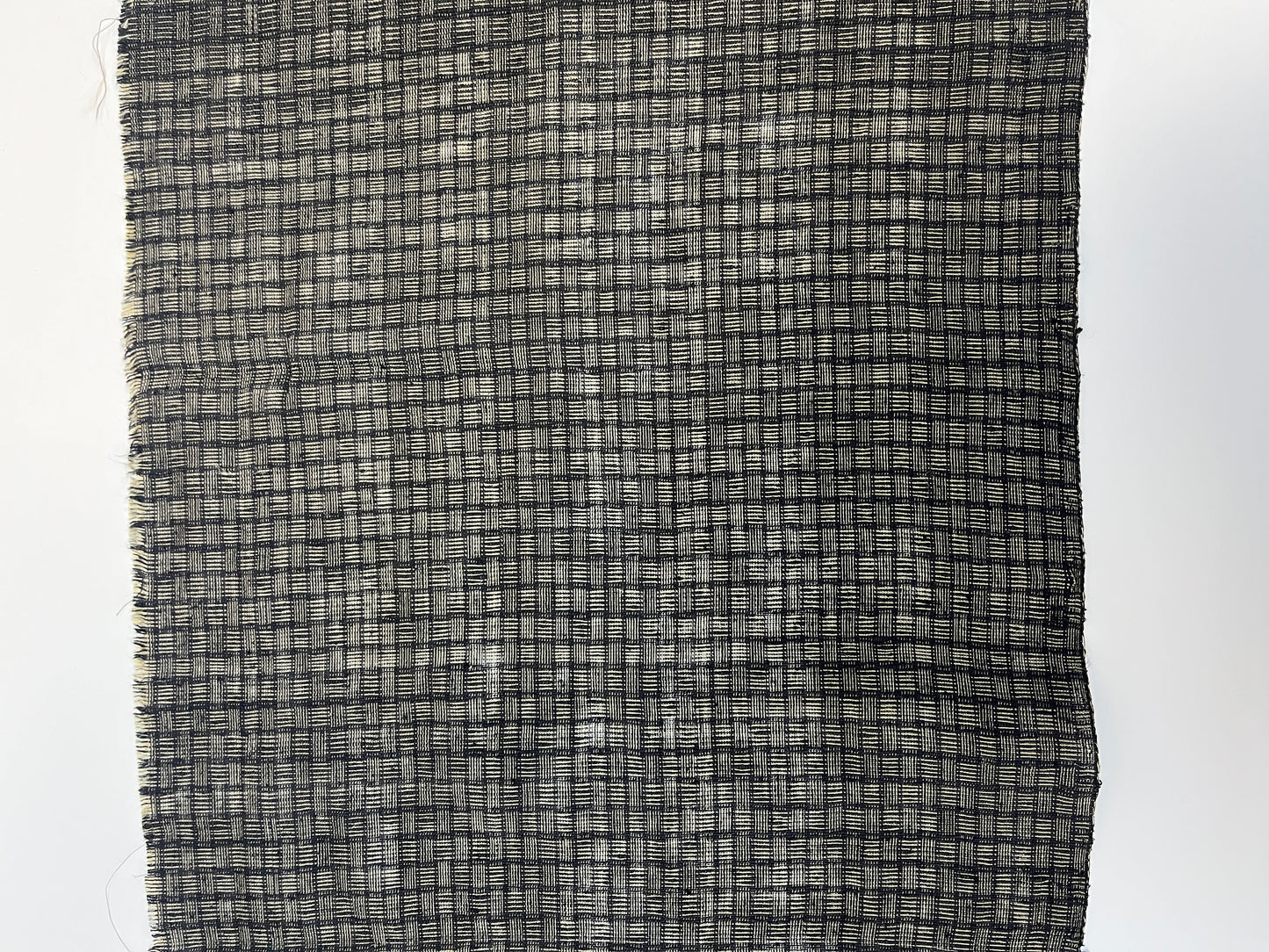 Vintage Silk Black and Brown Basketweave Pattern - Large Piece #1