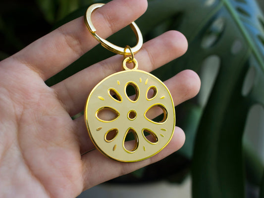 Lotus Root Metal Keychain